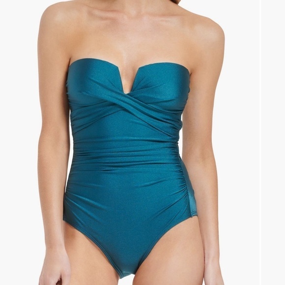 Calvin Klein Tummy Control Cypress Shimmer One Piece Size 6 - Picture 2 of 7